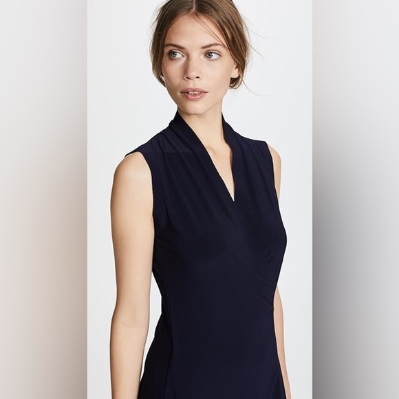 Norma Kamali Sleeveless Stretch Jersey Side Draped Black Dress Size Medium - Picture 3 of 8